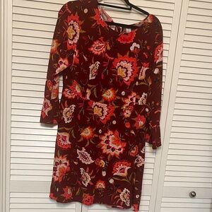 Old Navy Burgundy Floral Long Sleeve Dress